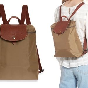 Longchamp "Le Pliage" Backpack in beige